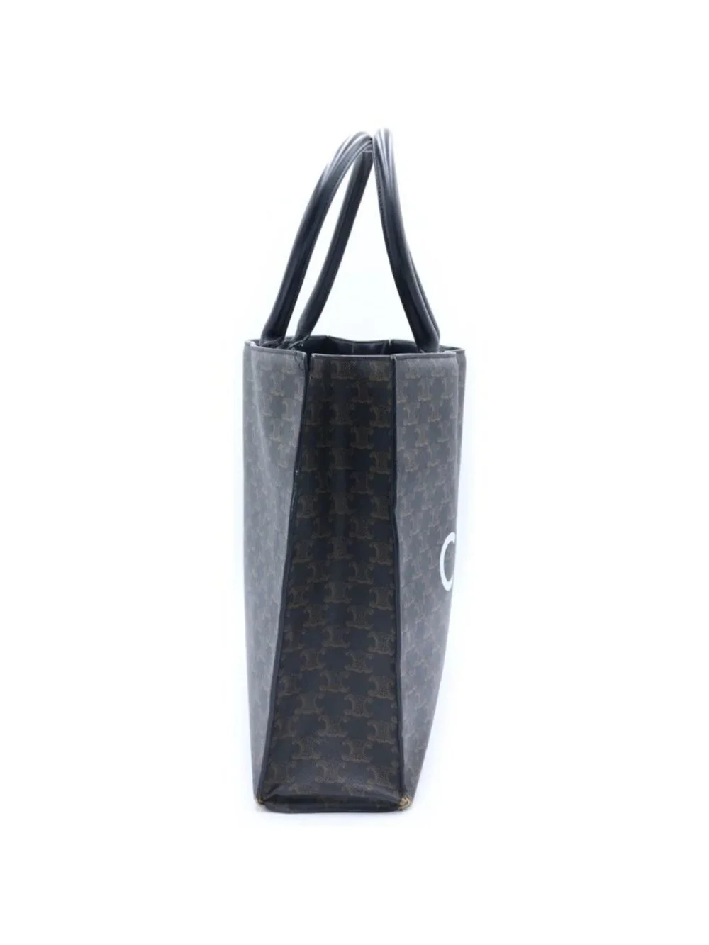 Celine Vertical Cabas Triomphe Canvas Tote Brown